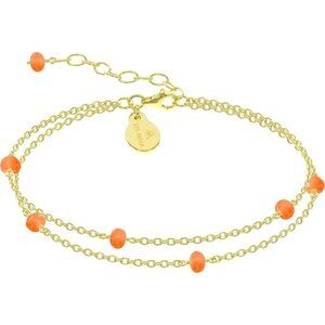 Carnelian Gold Handmade Double Chain Bead Bracelet